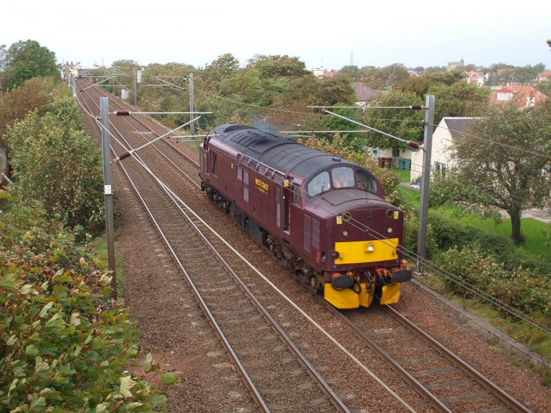 Troon - 13-07-2011: 37706 passes Troon, light, in 20 minutes in advance of the Springburn - Crewe 'West Highlander'. Photo of Troon - 13-07-2011