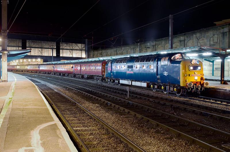Carlisle Deltic: Royal Scots Grey pauses at Carlisle with the 1Z55 Oban - Crewe 'Lochs and Glens Napier' on September 14th 2011. Photo of Carlisle Deltic