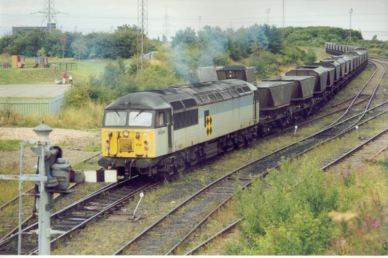 56104 at Cockenzie: Following recent news of 56104 being withdrawn I dug out this Cockenzie photo. Might be around 1999. Photo of 56104 at Cockenzie