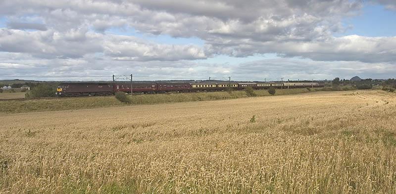 1Z25 at Spittal Mains: Photographed at Spittal Mains,East Lothian on the afternoon of 7th October 2011, WCRC 47826 and 57601, top and tailing the 1Z25 West Highland and Jacobite Statesman from London Kings Cross to Fort William. Photo of 1Z25 at Spittal Mains