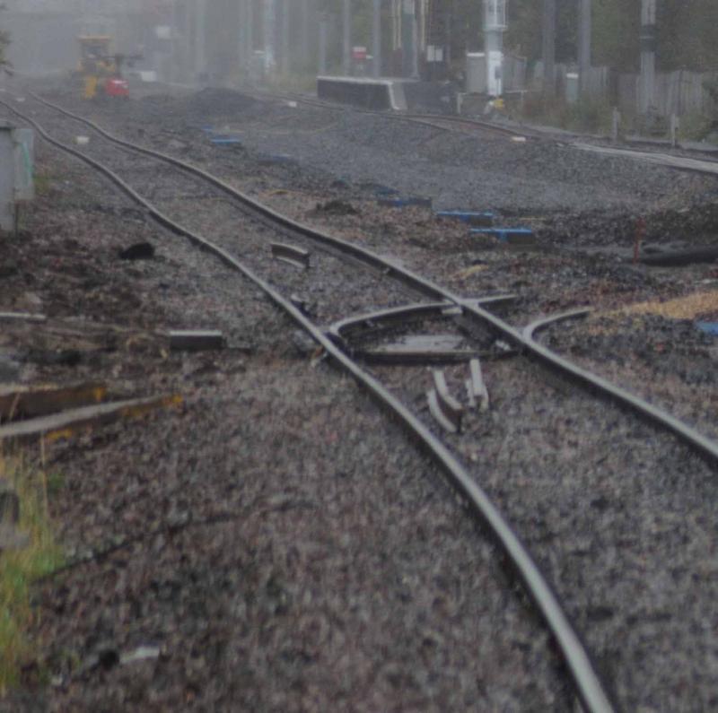Where Am I & State of The Track: Sorry about quality but this is a zoom in on a section of track, in Scotland. It was taken on a typical dreich smirrey day. The track was not the subject hence it is not really in focus Photo of Where Am I & State of The Track