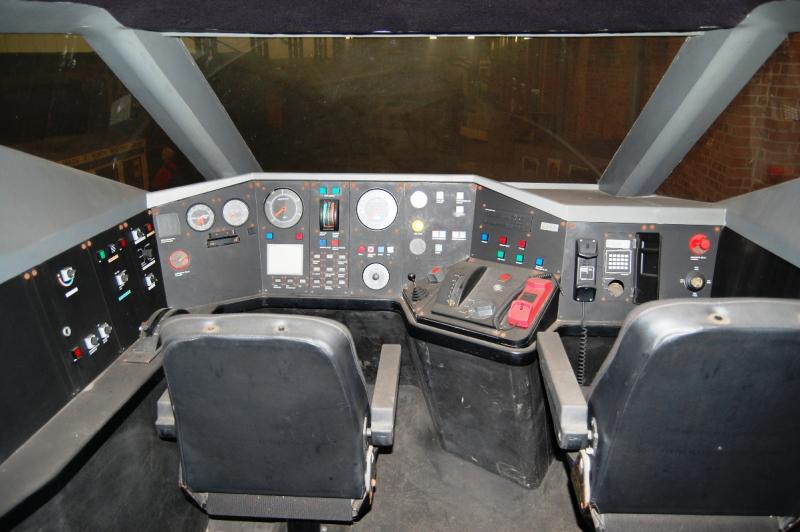 Class 93 cab layout: Inside the mock up of the class 93 InterCity 250 loco. Photo of Class 93 cab layout