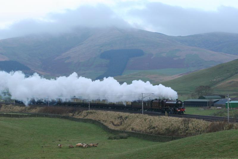LMS Pacific 6201: 6201 PRINCESS ELIZABETH at the head of 1Z27 The Coronation Scot from Glasgow Central to Tyseley (Birmingham)passing Crawford. Photo of LMS Pacific 6201