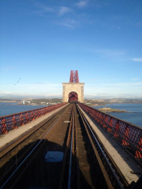 Forth Bridge from a more unusual angle: A nice shot of the Forth Bridge from the rear on a glorious sunny day in October Photo of Forth Bridge from a more unusual angle