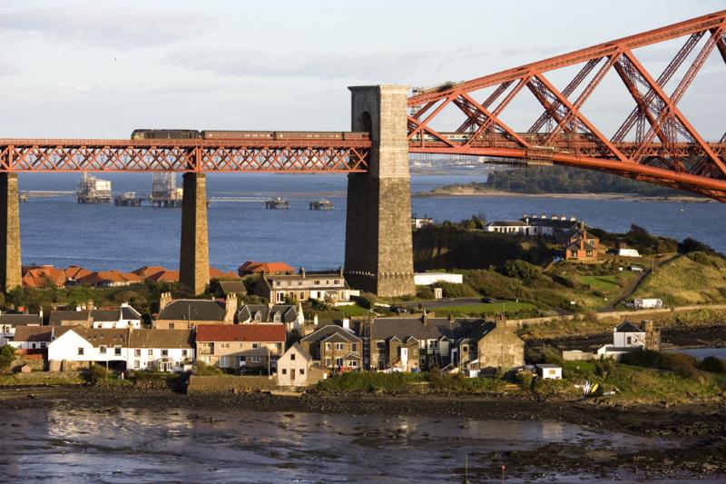 Royal Skip: One of the Royal skips bows to the majesty of The Forth Bridge, 7th October 2011. Photo of Royal Skip