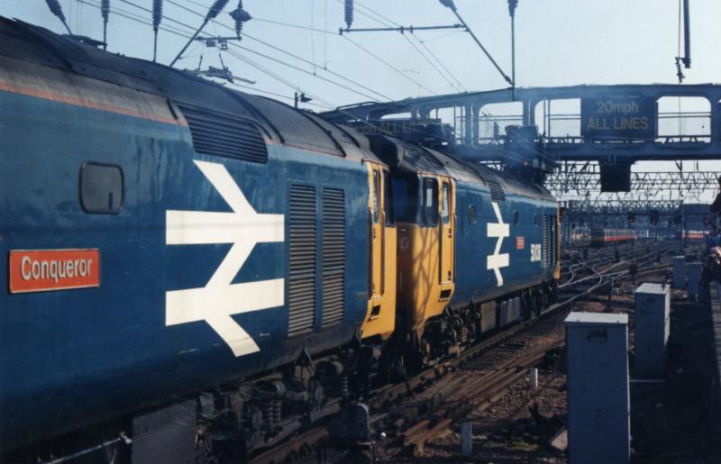 Reliving the 70s: 50036 VICTORIOUS and 50009 CONQUEROR double heading a railtour from Central in May 1988 recalling the days when this was a daily occurrence. Photo of Reliving the 70s