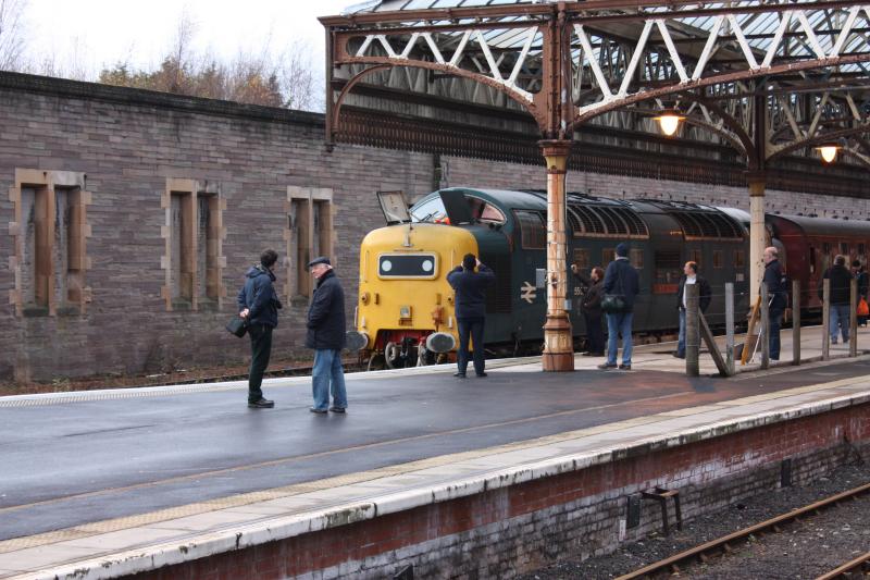 55022 has her windscreens cleaned.: Photo of 55022 has her windscreens cleaned.