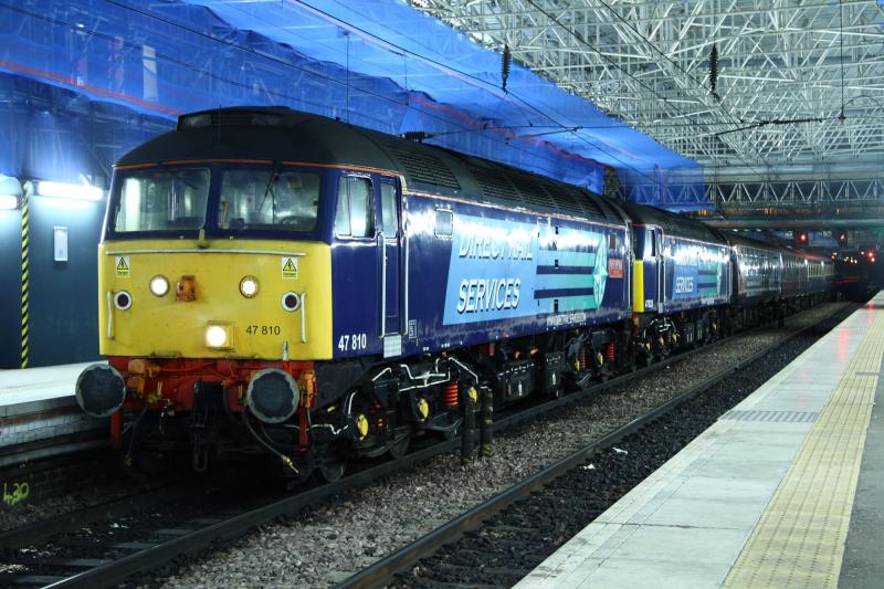 1Z71: DRS 47810 & 47828 with Southampton - Edinburgh boat train seen here at Edinburgh 27/11/11 Photo of 1Z71