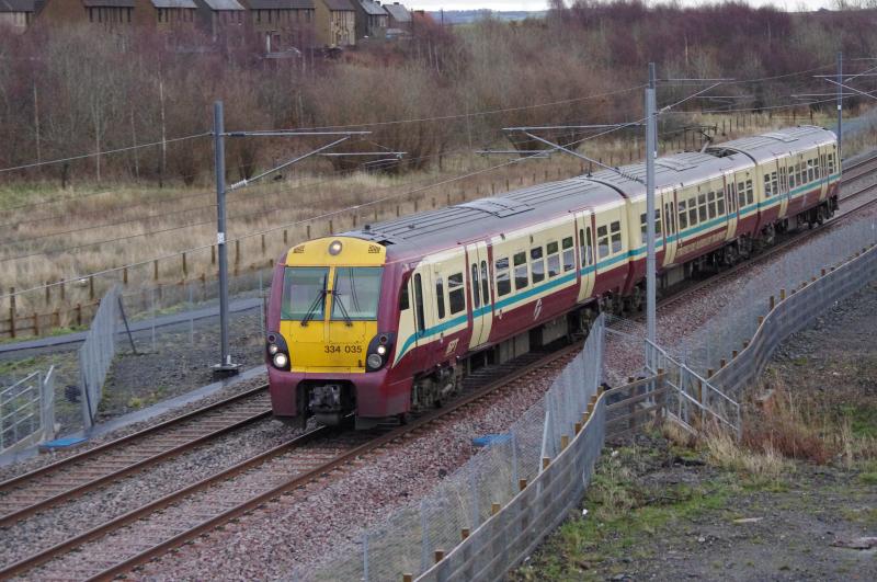 334035: 334035 with a Helensburgh service just west of Blackridge. 14.12.2011. Photo of 334035