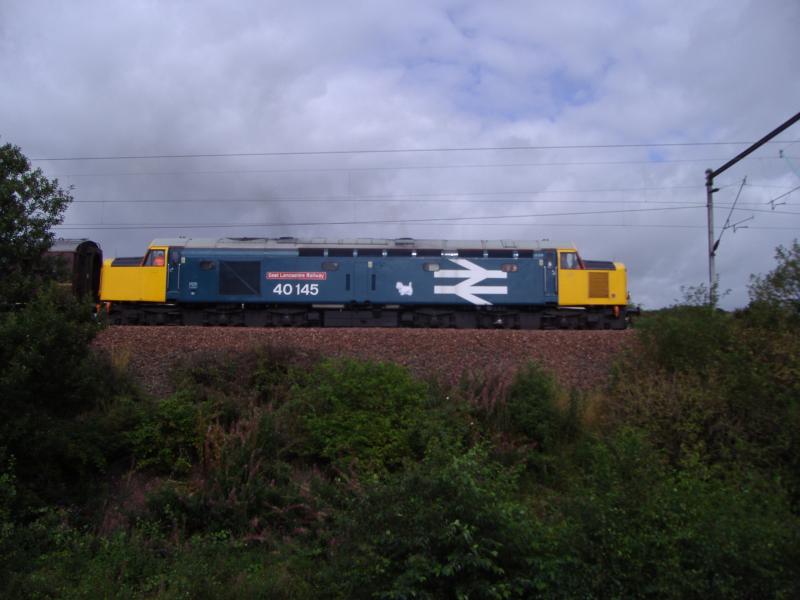 40145 on Routes & Branches railtour.: 40145 pictured from my back bedroom window as it heads for Drumgelloch passing Bargeddie on the S.R.P.S. Routes & Branches railtour. (24.08.08) Photo of 40145 on Routes & Branches railtour.