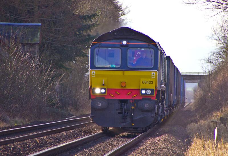 66423: 66423 heads north at Forgandenny 18/02/12 Photo of 66423