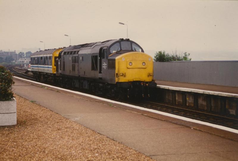 37 240 at Montrose: 37 240 at Montrose with an engineers inspection saloon (17.07.90) Photo of 37 240 at Montrose