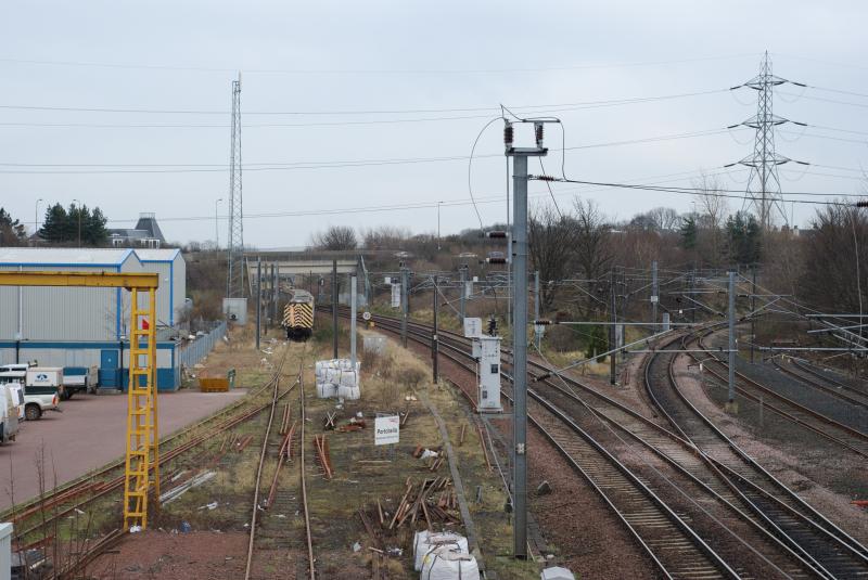 Electrification train: The long time disused electrification train is seen at the end of its siding at Portobello (or is it Joppa?). Photo of Electrification train