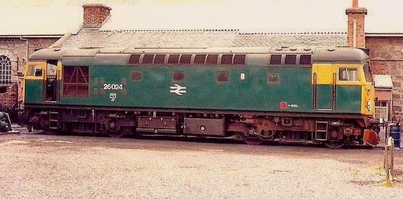 preserved 26024: 26024 lying behind Inverness TMD in 1983, before preservation at Boness. Photo of preserved 26024