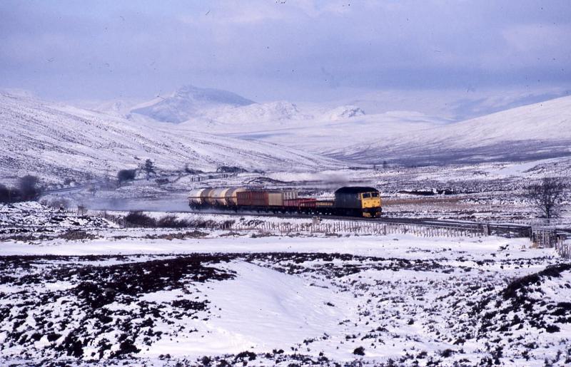 Old style winter?: 47117 at Balsporran with Inverness-Millerhill freight 20 Feb. 1987 Photo of Old style winter?