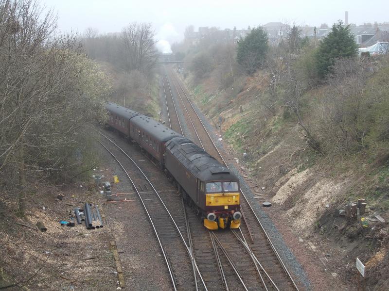 2 x 47 at Craiglockhart Jct and 70013 in the distance: Photo of 2 x 47 at Craiglockhart Jct and 70013 in the distance