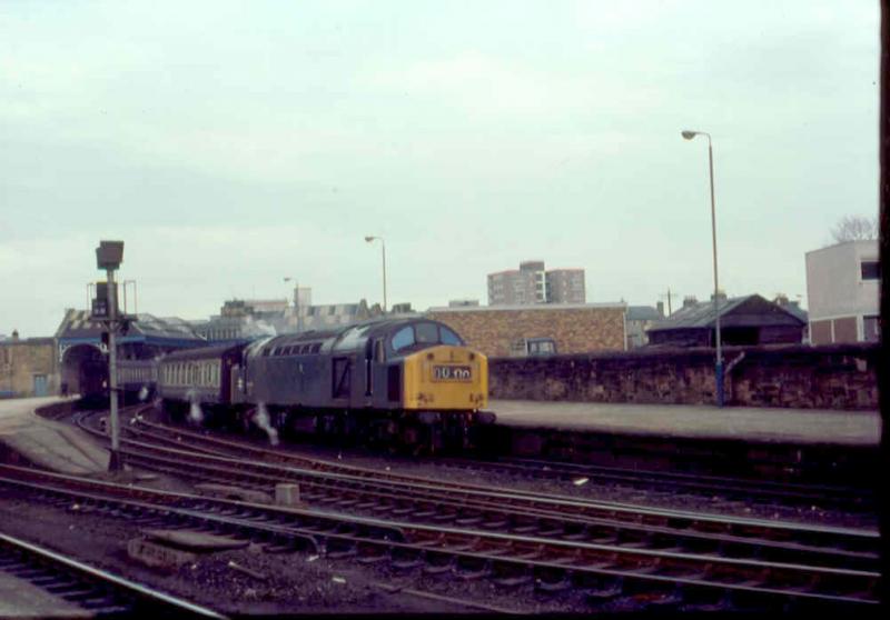 Before it was famous: Now a prominent preserved loco, 40145 at Perth in March 1977 with an Aberdeen to Glasgow Queen Street train, a regular turn for Class 40s. Photo of Before it was famous