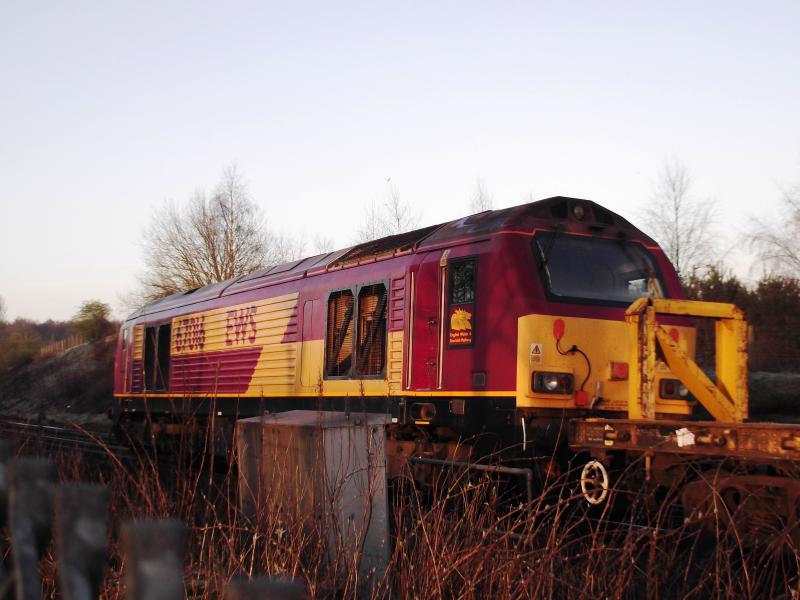 67016 on 6K01 Carmuirs to Mossend on 1st April 2012: 67016 working 6K01 Carmuirs to Mossend Osprey wagons with old rails. Taken at Carmuirs West Junction on 1st April 2012. Photo of 67016 on 6K01 Carmuirs to Mossend on 1st April 2012