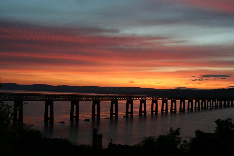 Sunset at the Tay Rail Bridge: The sun setting behind the rail bridge New Years day 2012 Photo of Sunset at the Tay Rail Bridge