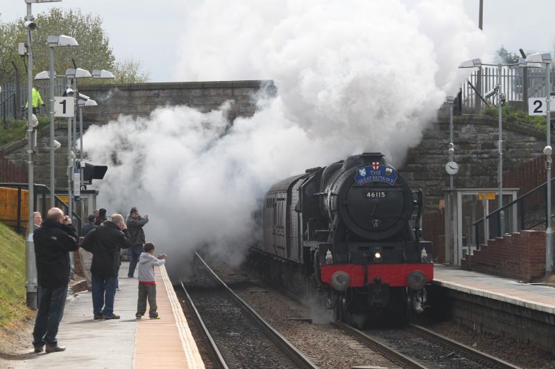 On time: Great Britain V through the station at South Gyle on 22 April 2012 Photo of On time