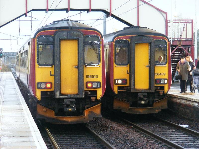 Class 156s at Holytown: Photo of Class 156s at Holytown