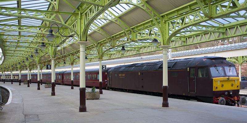 47804 at Wemyss Bay Station: West Coast Railways 47804 at Wemyss Bay. 47826 was at the other end. The train had run from Carnforth earlier in the day. 2nd May 2012. Photo of 47804 at Wemyss Bay Station