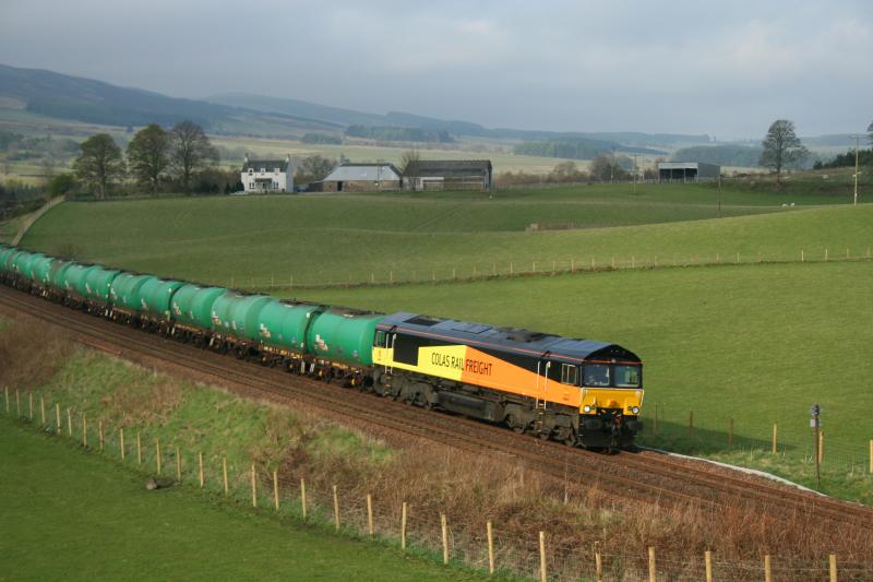 Linkswood Tanks: Colas 66847 approaches Gleneagles with 6Z46 Grangemouth Linkswood (Leuchars) tanks Photo of Linkswood Tanks