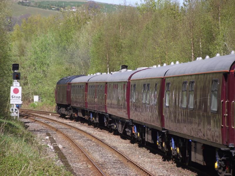 47 237 at Dingwall 01st My 2012: One of very few trains to depart from Plat.2 at Dingwall heading North, 47237 heads for Kyle with 1H80, the 10:00 'Royal Scotsman' from Keith. Photo of 47 237 at Dingwall 01st My 2012