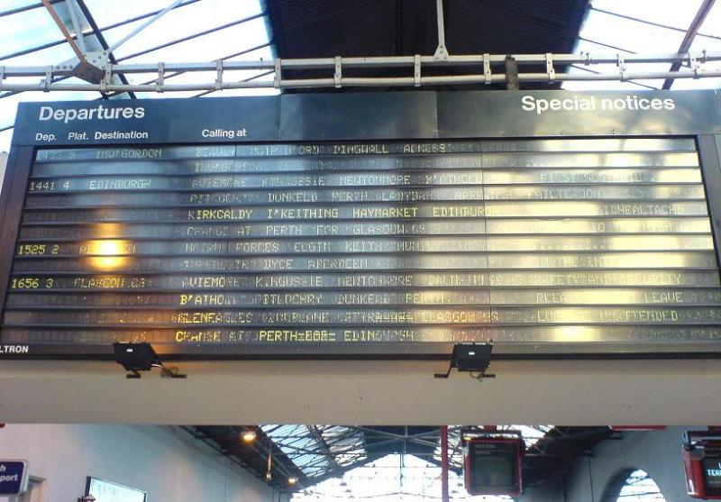 Inverness departure board: The departure board at Inverness station. Photo of Inverness departure board