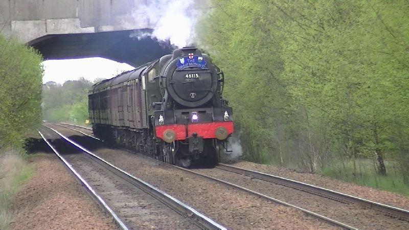 46115 on 1Z42 at Carmyle 24-04-12: 46115 Scots Guardsman approaches Carmyle with 1Z42, the Inverness to Glasgow leg of The Great Britain railtour Photo of 46115 on 1Z42 at Carmyle 24-04-12