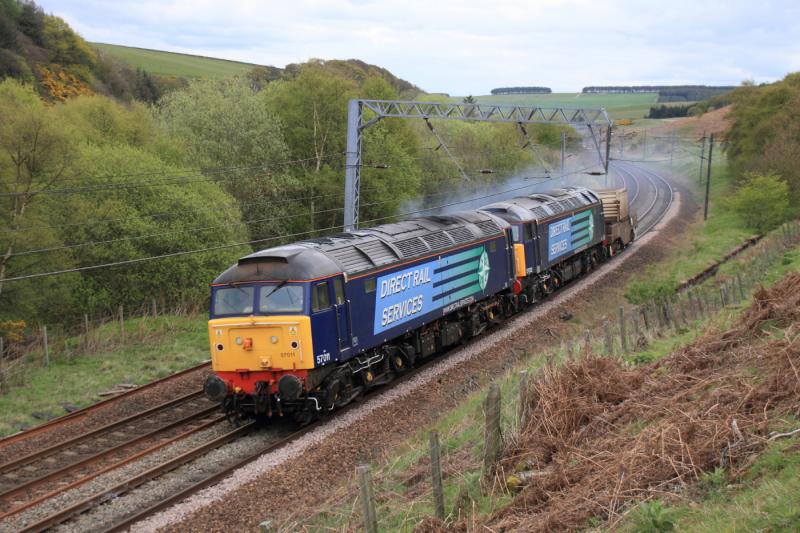 6M50 approaching Penmanshiel: 57011 + 57002 on 6M50 15.07 Torness to Carlisle at Penmanshiel 16/05/2012 Photo of 6M50 approaching Penmanshiel