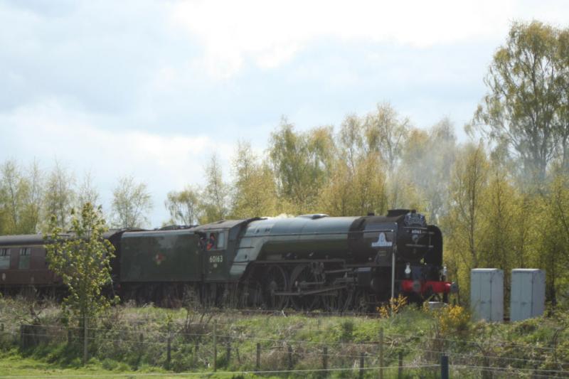 Tornado approaching Ladybank: Tornado & coach slowing down for slow run through Ladybank station Photo of Tornado approaching Ladybank