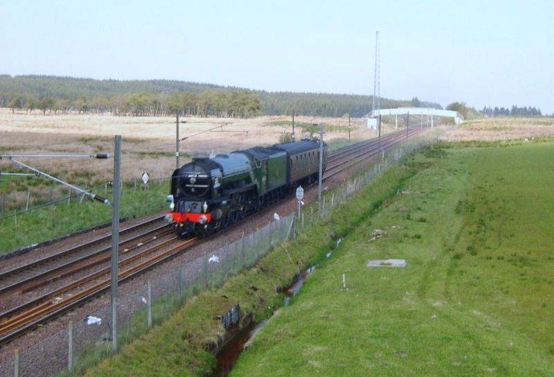 60163 Tornado. Millerhill to CreweHS, 23rd May 2012.: Having just come over the summit at Cobbinshaw, a late running 5Z39 approaches Auchengray. Photo of 60163 Tornado. Millerhill to CreweHS, 23rd May 2012.