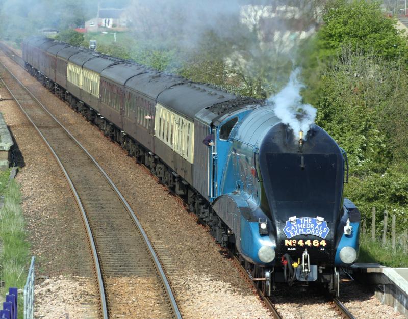 Blue engine Blue Skies: On a beautifull evening BITTERN in LNER bLue takes a trip on the forth circle whistle blowing through Cardenden. Photo of Blue engine Blue Skies
