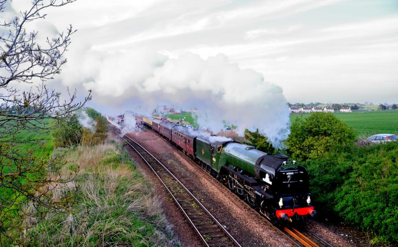 Tornado leaves Leuchars: Tornado pulls away from Leuchars following a water stop on Tuesday 22nd Photo of Tornado leaves Leuchars