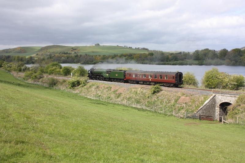 60163 'tornado' passing lindores lake.: Photo of 60163 'tornado' passing lindores lake.