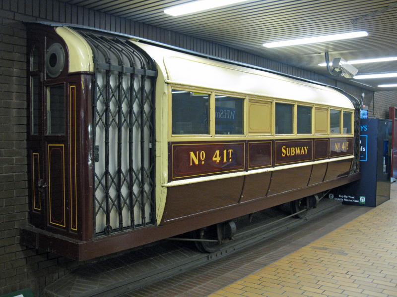 Buchanan Street Station: Old subway carriage on display at Buchanan Street Station. Photo of Buchanan Street Station