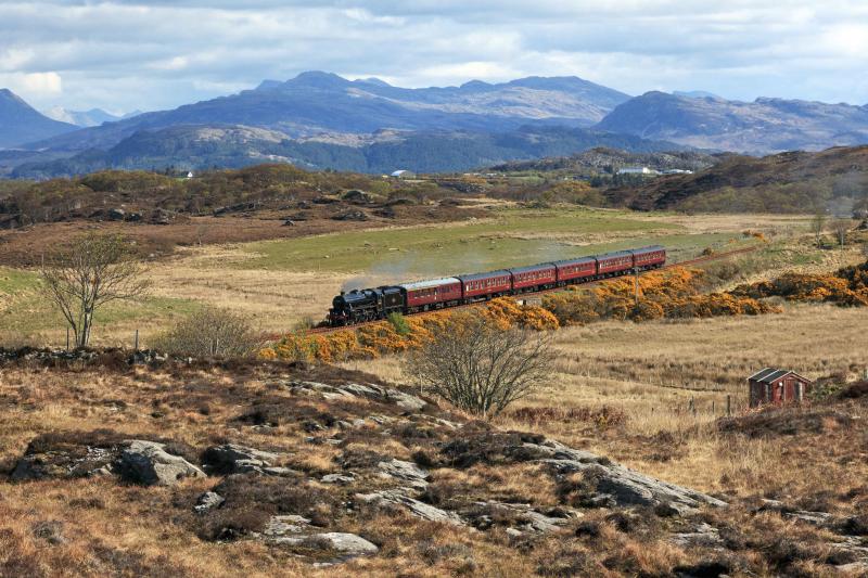 Great Britain V: Landscape scene at Drumbuie as 45305 takes the Great Britain V away from Duirinish, a few miles away from Kyle, on 23rd April 2012. Photo of Great Britain V
