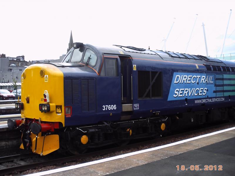 37606 in Stirling: 37606 sits in Stirling waiting to depart with a Retro Railtour.19/5/12 Photo of 37606 in Stirling