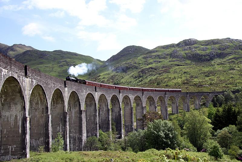 K1 62005 crosses Glenfinnan Viaduct: Seen on the morning Jacobite on Tuesday 5th June 2012, K1 2-6-0 62005 crosses the mighty Glenfinnan Viaduct. Photo of K1 62005 crosses Glenfinnan Viaduct