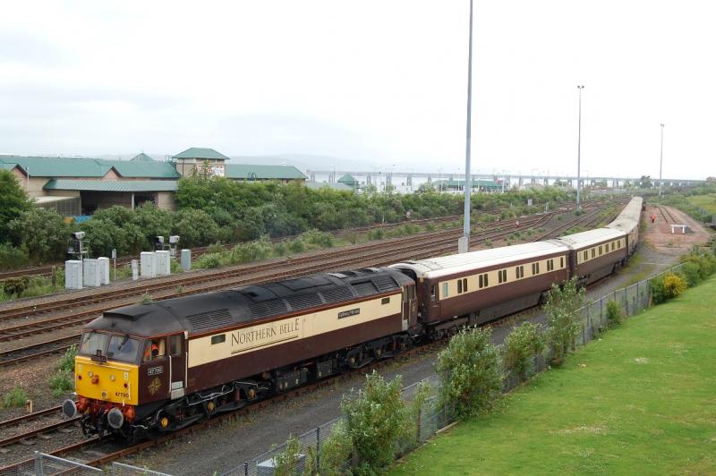 5Z58 Dundee Yard: The Northern Belle sits in Dundee yard having earlier worked north from York. 8/6/2012 Photo of 5Z58 Dundee Yard