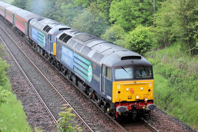 1Z45 - Rockness Express: 47802 & 47805 heading north on a wet night @ Luncarty Photo of 1Z45 - Rockness Express