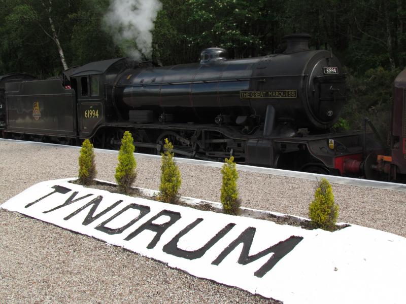 The Great Marquess: The Great Marquess sat waiting on a booked crossing at Upper Tyndrum (18/06/12). Pulled by 37516 because of a boiler fault and leaking tubes. Photo of The Great Marquess
