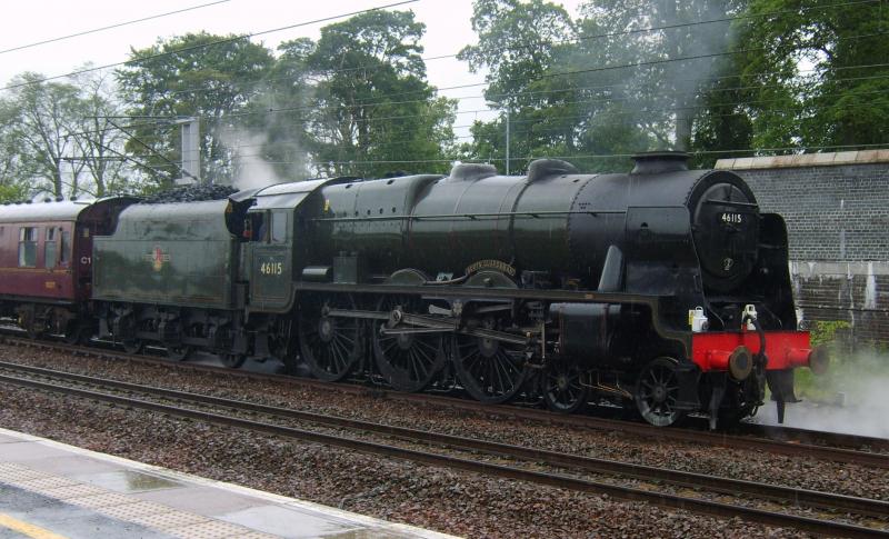 5Z20 Carnforth to Thornton 29th June 2012: 46115 Scots Guardsman stands at Carstairs today having arrived almost 45mins early. Photo of 5Z20 Carnforth to Thornton 29th June 2012
