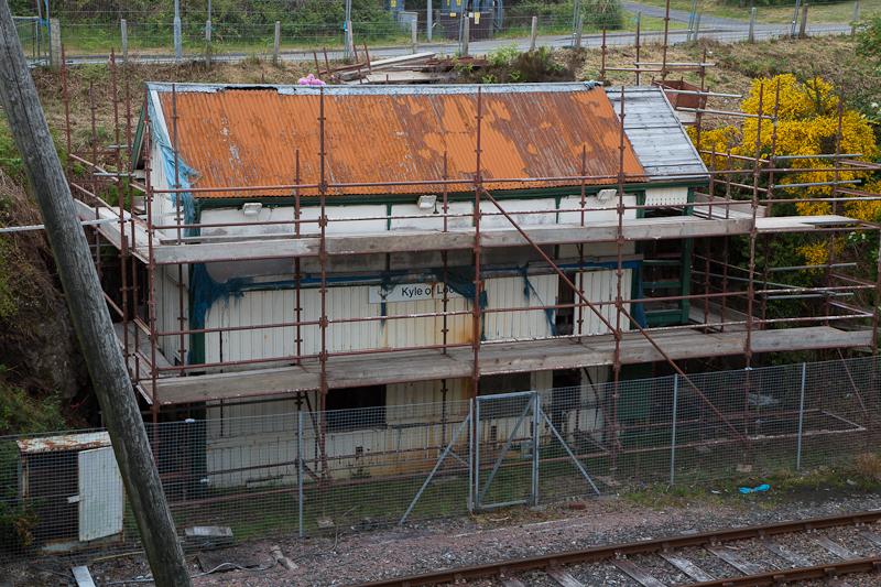 Kyle of Lochalsh Signalbox: Exterior at the start of cosmetic restoration. 8th June 2012. Photo of Kyle of Lochalsh Signalbox