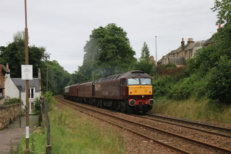 Queen of Scots near Hawkear Central: 57001 on 1Z27 10.13 Inverness to Carnforth passing Hawkear Central/Cluny Place Morningside on 08/07/2012 Photo of Queen of Scots near Hawkear Central