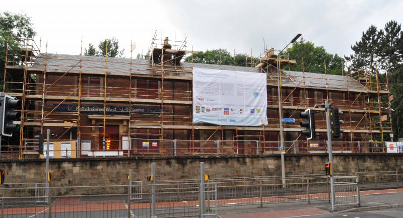 New Sign Outside Pollokshaws Station: New sign outside Shaws West Station During Renovation Works Photo of New Sign Outside Pollokshaws Station