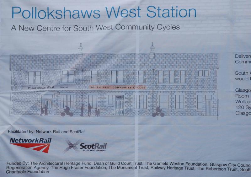 West Community Cycles Sign PW Station: Pollokshaws West Station:-The Sign Has the new look of the station Depicteded and Logo Photo of West Community Cycles Sign PW Station