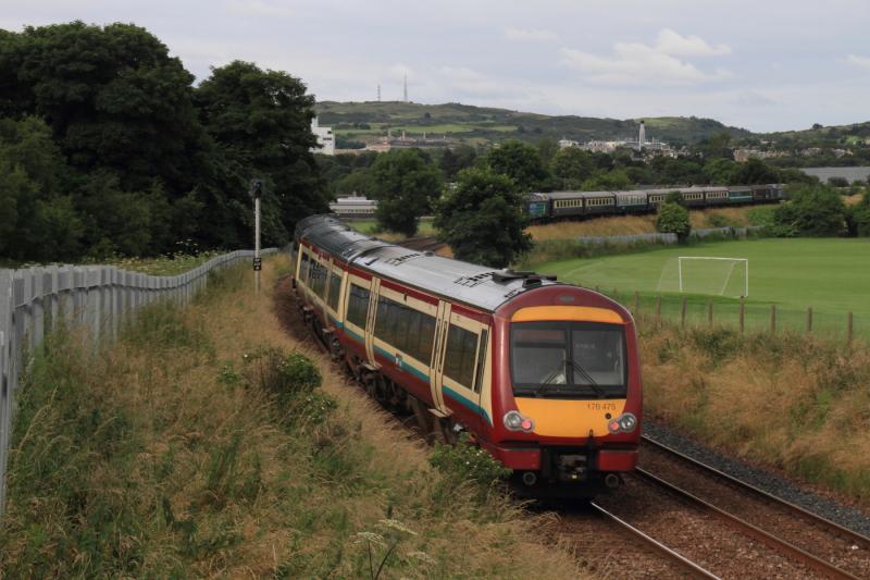No trains on the Sub then nearly 2 at the same time: 170475 on Ecs nearly blocking my photo of 1Z81 at Peffermill playing fields on 20/07/2012 Photo of No trains on the Sub then nearly 2 at the same time