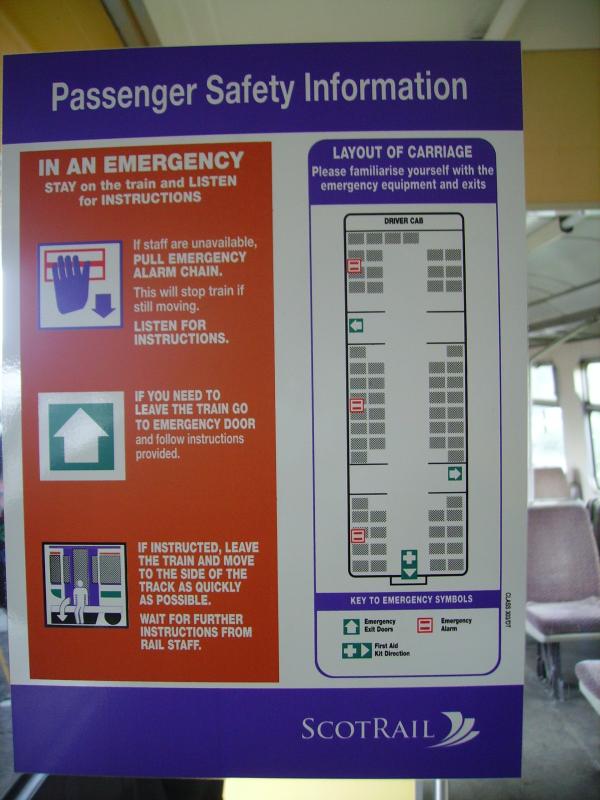 Passenger Safety Information: From Scotrail/National Express days.... Photo of Passenger Safety Information